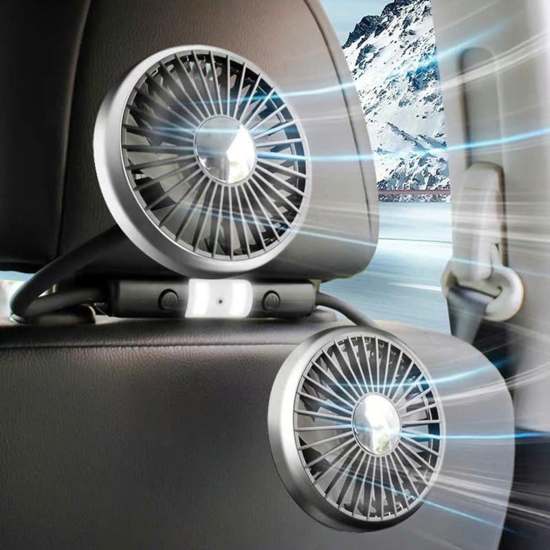 Quạt Ô Tô Gắn Ghế Cho Hàng Ghế Sau, Quạt ô tô hai đầu di động Xoay 360 độ làm mát không khí 3 tốc độ có thể - USB F310 6