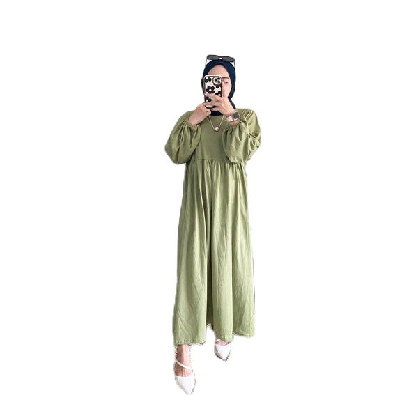 Siena Midi Dres Wanita  Remaja Kekinian bahan Cringkle Airflow  Nyaman Muslim Casual link  dress  lebaran 3
