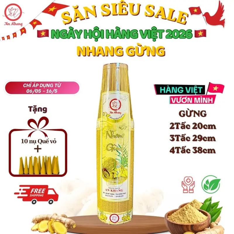 Nhang Gừng An Khang Hương Thơm Nồng Ấm, Dễ Chịu