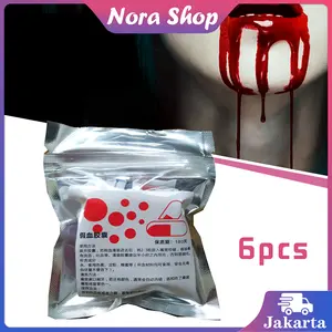 6pcs Fake Blood Capsule Mainan Darah Palsu Kapsul Darah Palsu Untuk Halloween Cosplay Prop Blood