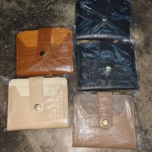 Dompet_croco_kancing_dompet lipat wanita mini Uang Kartu uang koin