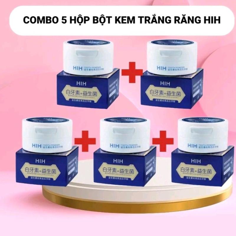 Combo 5 Hộp - Bột trắng răng HIH hỗ trợ làm trắng răng, sạch cao răng