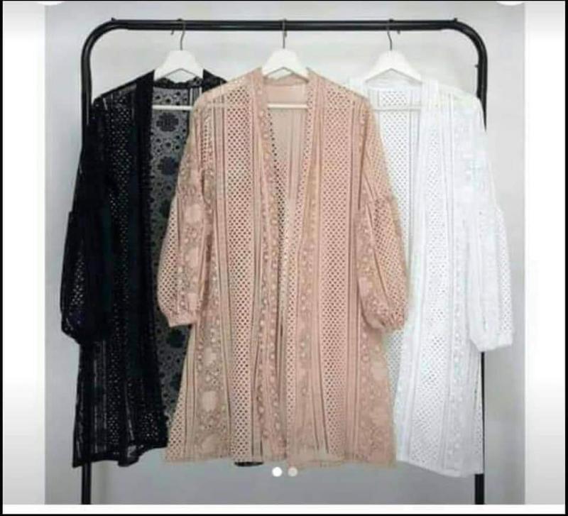 Product Introduction of Cardigan burkat Cardigan wanita Long outer burkat lengan balon Kardigan Panjang Muslim  Baju Remaja Fit Casual Kondangan Atasan Dress 12
