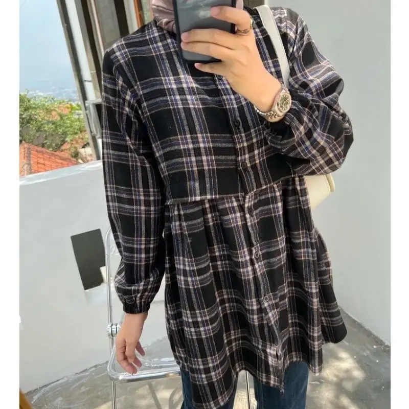 Lily tunik flanel wanita/Tunik kotak kota wanita terbaru / atasan flanel tunik kekinian 1