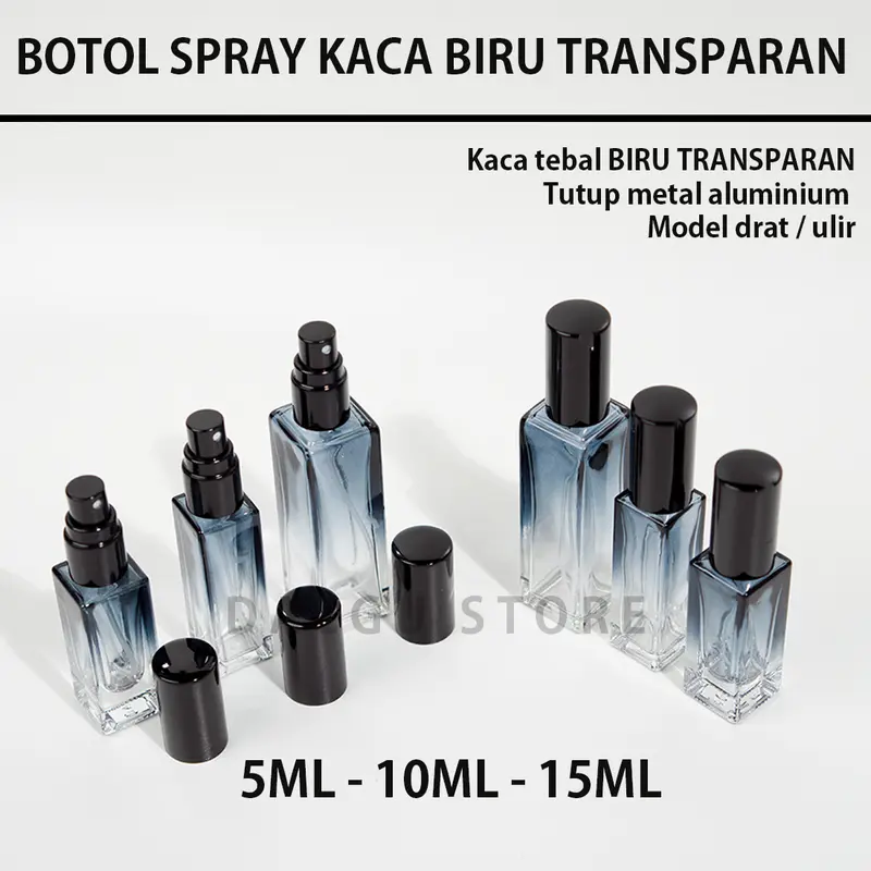 Botol Parfum Spray Kaca Tebal - BIRU TRANSPARAN Refill Tester Mini Discovery Set 0
