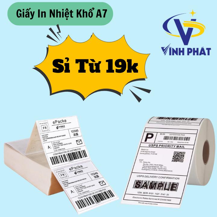 Giấy In Nhiệt Tự Dán Vĩnh Phát Khổ A7 và A6