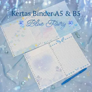 Loose Leaf/Kertas/isi Binder A5 & B5 Aesthetics Blue Fairy 80gsm & 100gsm refill (10 Lembar)