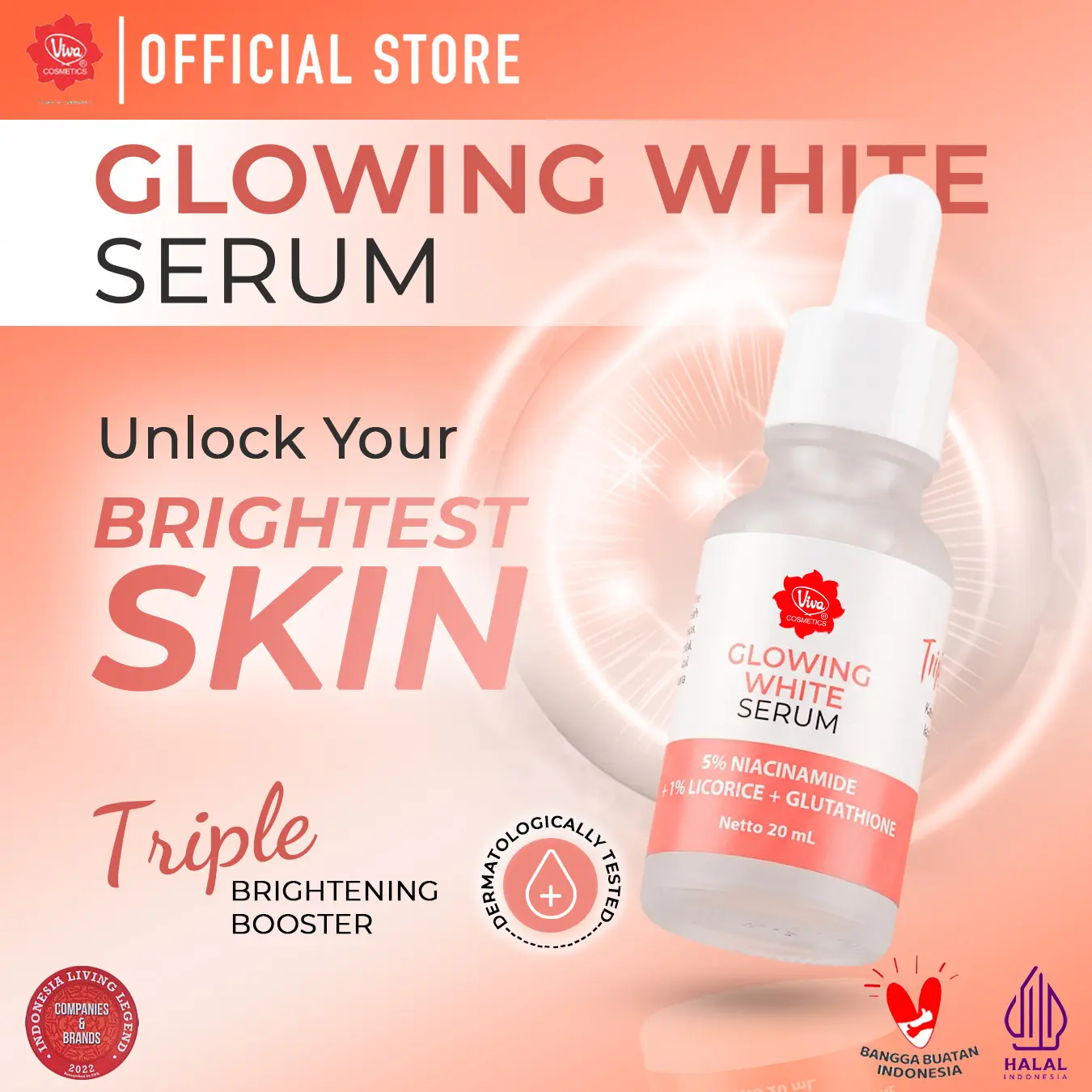 viva glutathione Viva Glowing White Serum with Niacinamide, Licorice & Glutathione (20ml) Hitam Kusam Mencerahkan Wajah Tetes Memutihkan Muka - Shop