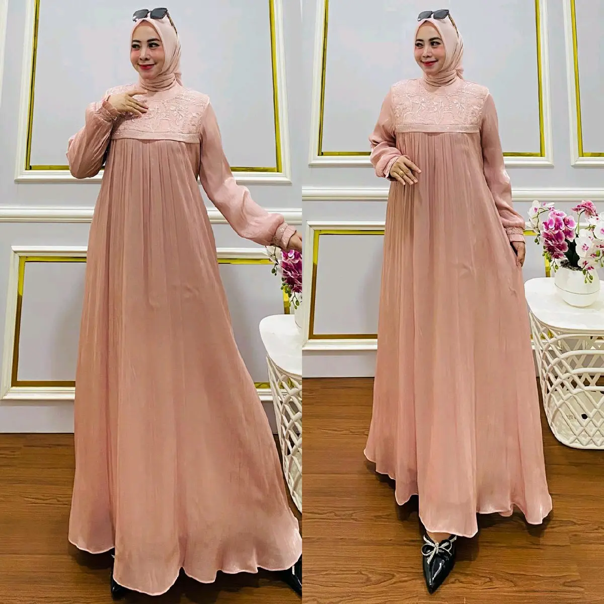 Gamis Zahra Shimmer Brokat Yoryou Premium Muslim Wanita