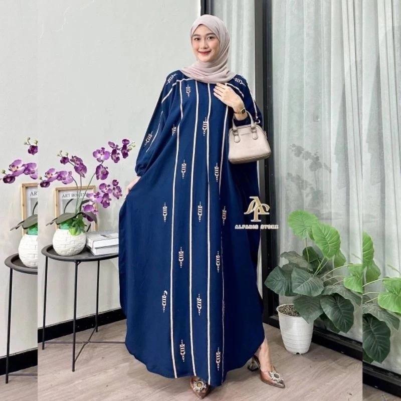 Product Introduction of Kaftan Motif Najwa Rayon Tebal Jumbo LD 180 cm Lebaran Dress Gamis Muslim Dewasa Panjang 1