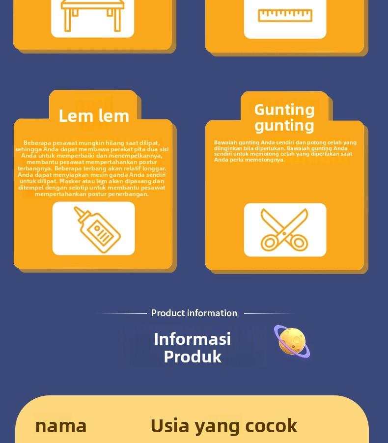 Mainan Pesawat Kertas Paper Jedet,Buku origami pesawat kertas untuk anak-anak，Mainan origami edukatif untuk anak-anak，- 32 halaman, 16 jenis Permainan Belajar Karton，Kertas ramah lingkungan | Kekinian