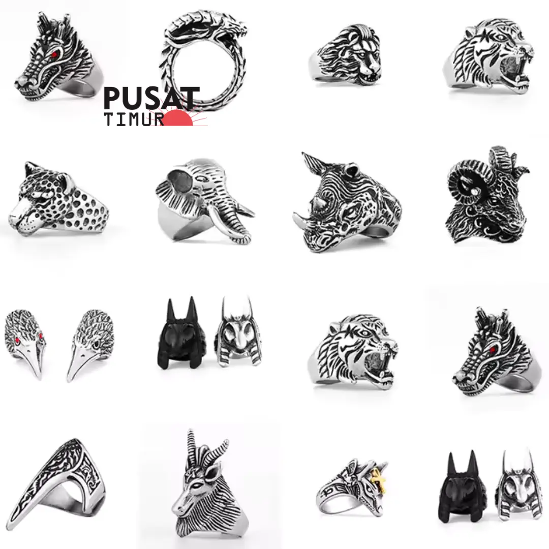 Cincin Fashion Pria Kece Model Adjustable Gaya Vintage Tengkorak Ruby Classic Terbaru keinian Hip Hop | PUSAT TIMUR