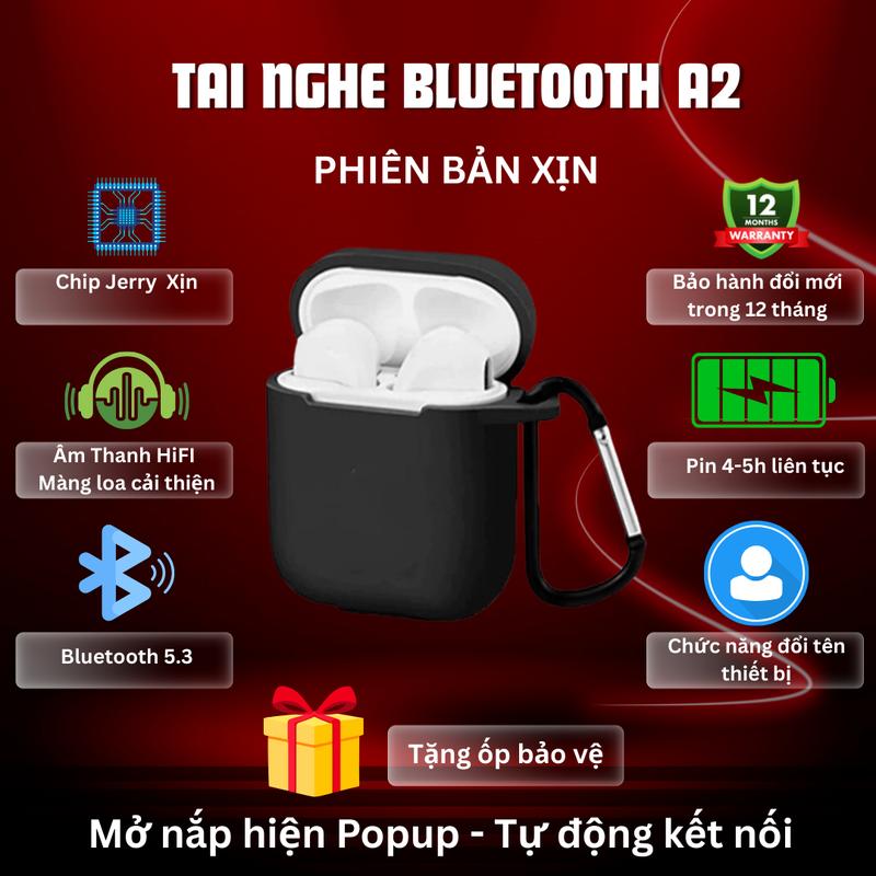 BH 12T Tai nghe Bluetooth A2 xịn 2024 định vị đổi tên tặng ốp trong Bảo Hành đổi MỚI trong 12 tháng freeship nhét tai nghe nhạc Earphone di động tai ngghe trong ̃̃̃& tai nghe ốp trong suốt pin trâu earphone