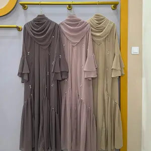 DFM - ( Warna Terbaru ) Zaina Abaya Set Hijab Segiempat Gamis Abaya Wanita Bahan Ceruty Armany Baby Doll