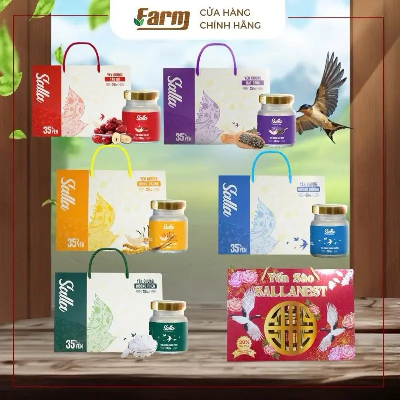 Hộp Quà Yến Sào Cao Cấp x 6 Hủ Sallanest - FARM