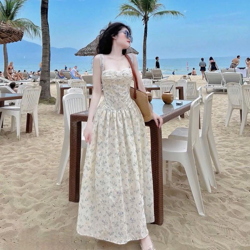 [Hàng L1 Chuẩn Ảnh] Váy Xinh Thô Thêu Đan Dây Lưng Dáng Dài Nữ Tính Tôn Dáng Từ 40-56kg Váy Đi Biển