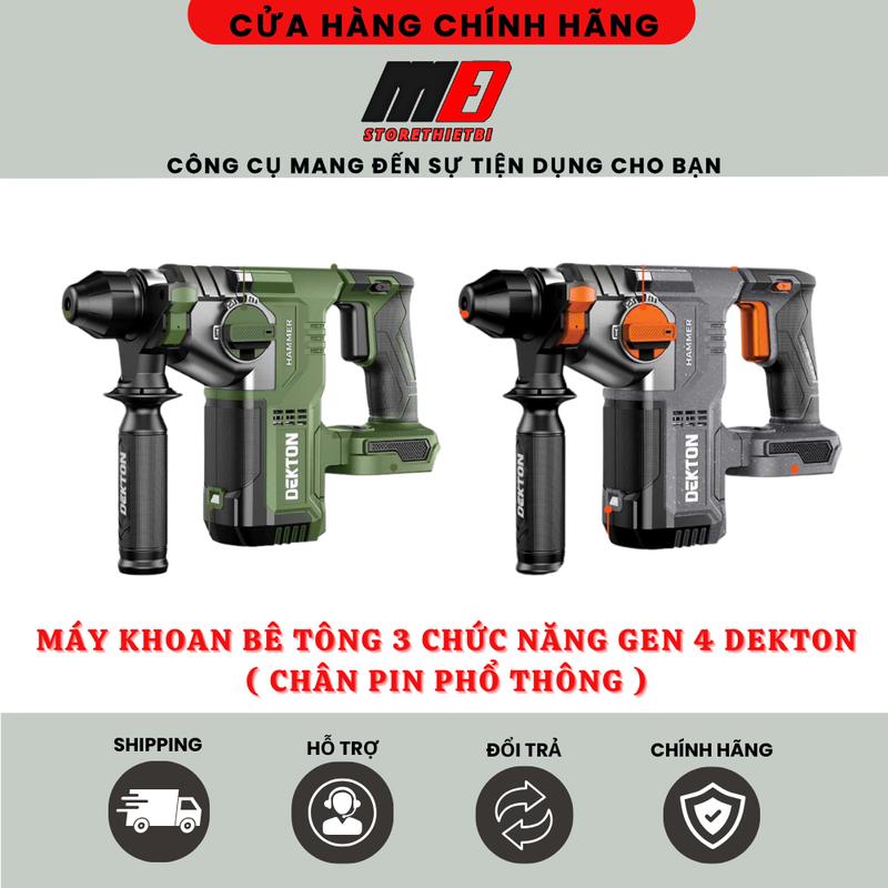 Máy Khoan Đục Bê Tông 3 Chức Năng 2.8J Gen 4 Dùng Pin 21V Dekton  / M21-RH2603PRO / Động Cơ Đứng / Chân Pin Phổ Thông