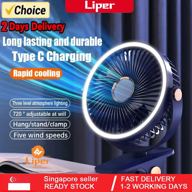 High Power charging fan Mini Usb 720° Adjustable portable stroller Charging small fan can support the home electric  cleaning Chargeable