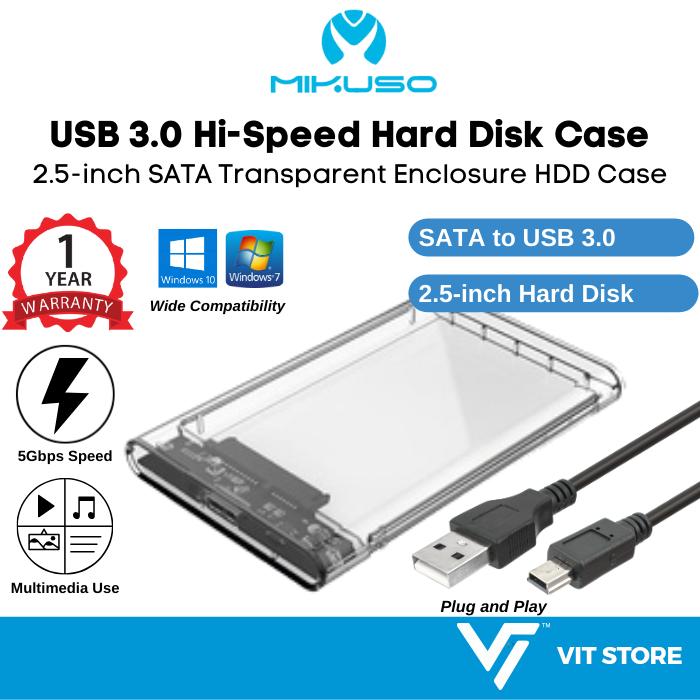 Mikuso 2.5" HDD Case High Speed 5Gbps | SATA to USB 3.0 2TB External Hard Drive Disk Enclosur Cover Casing Laptop