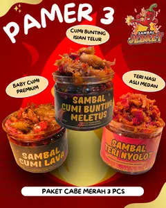Sambal Jebret Paket cabe merah 3 pcs sambal baby cumi sambal teri