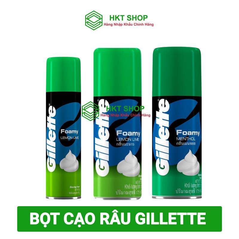 Bọt cạo râu Gillette Foamy Hương Chanh / Hương Bạc Hà - Chai 50g/175g - HKT Shop