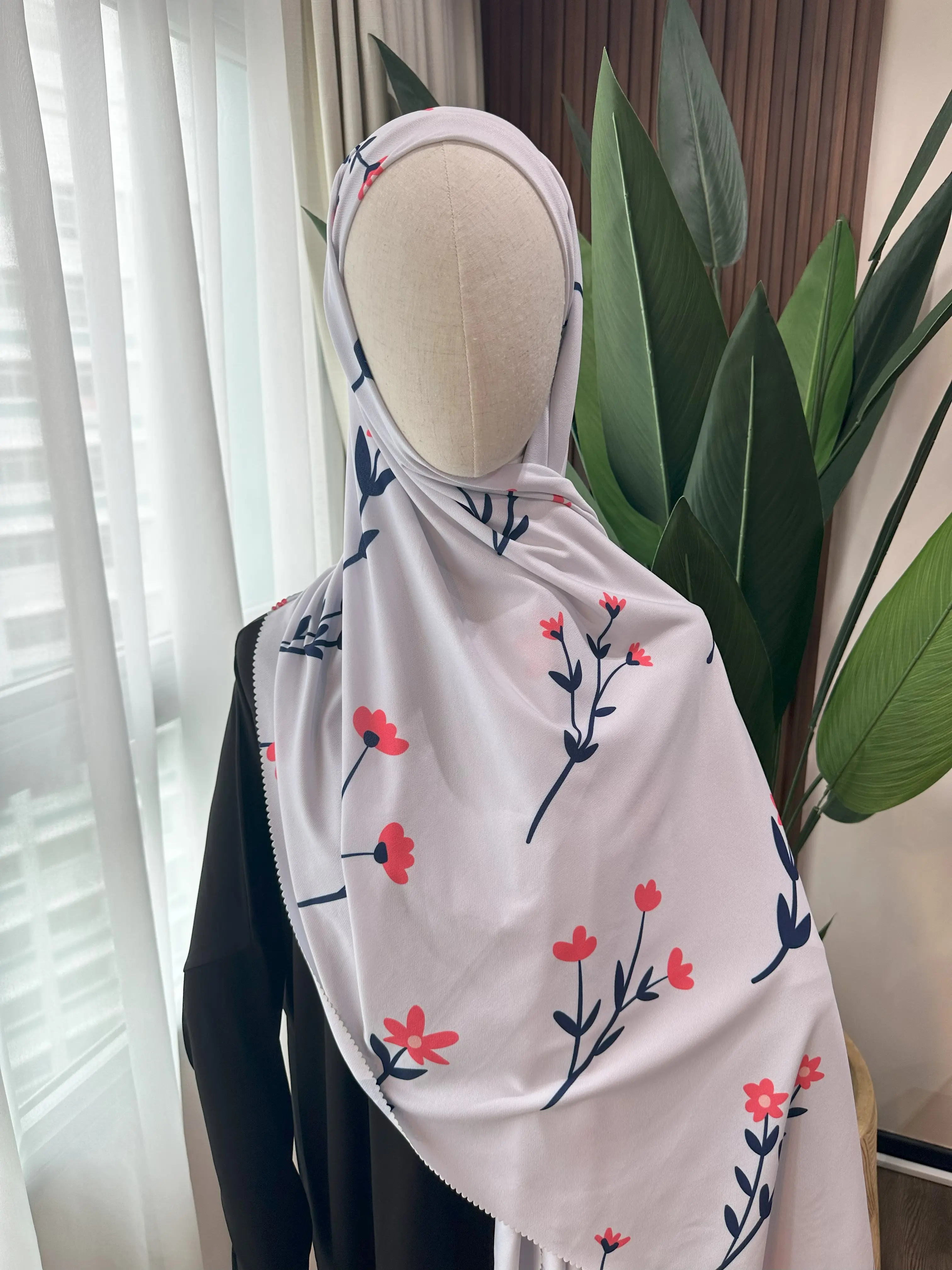 Blush Wave Shawl With Inner - Hijab for Women