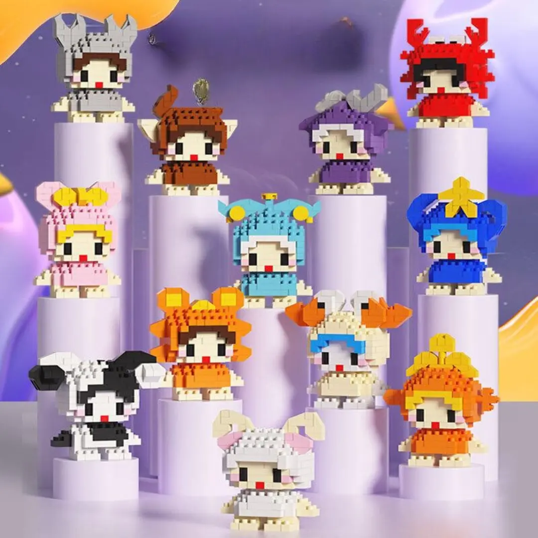 [IM] Mainan Mini Brick Karakter Zodiak / Balok Susun Mini / Building Box Aries Scorpio / Cute Character Aesthetic Nano Brick / DIY Bricks