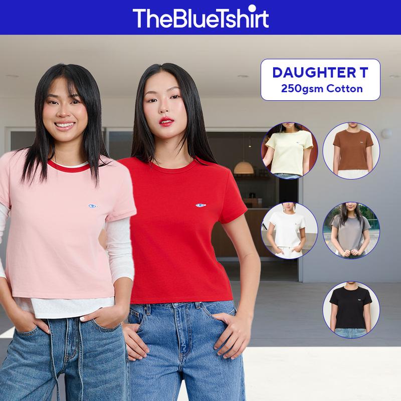  TheBlueTshirt - Áo thun trơn tay ngắn cổ tròn phom lửng dày dặn 250gsm nữ- Áo Daughter T 