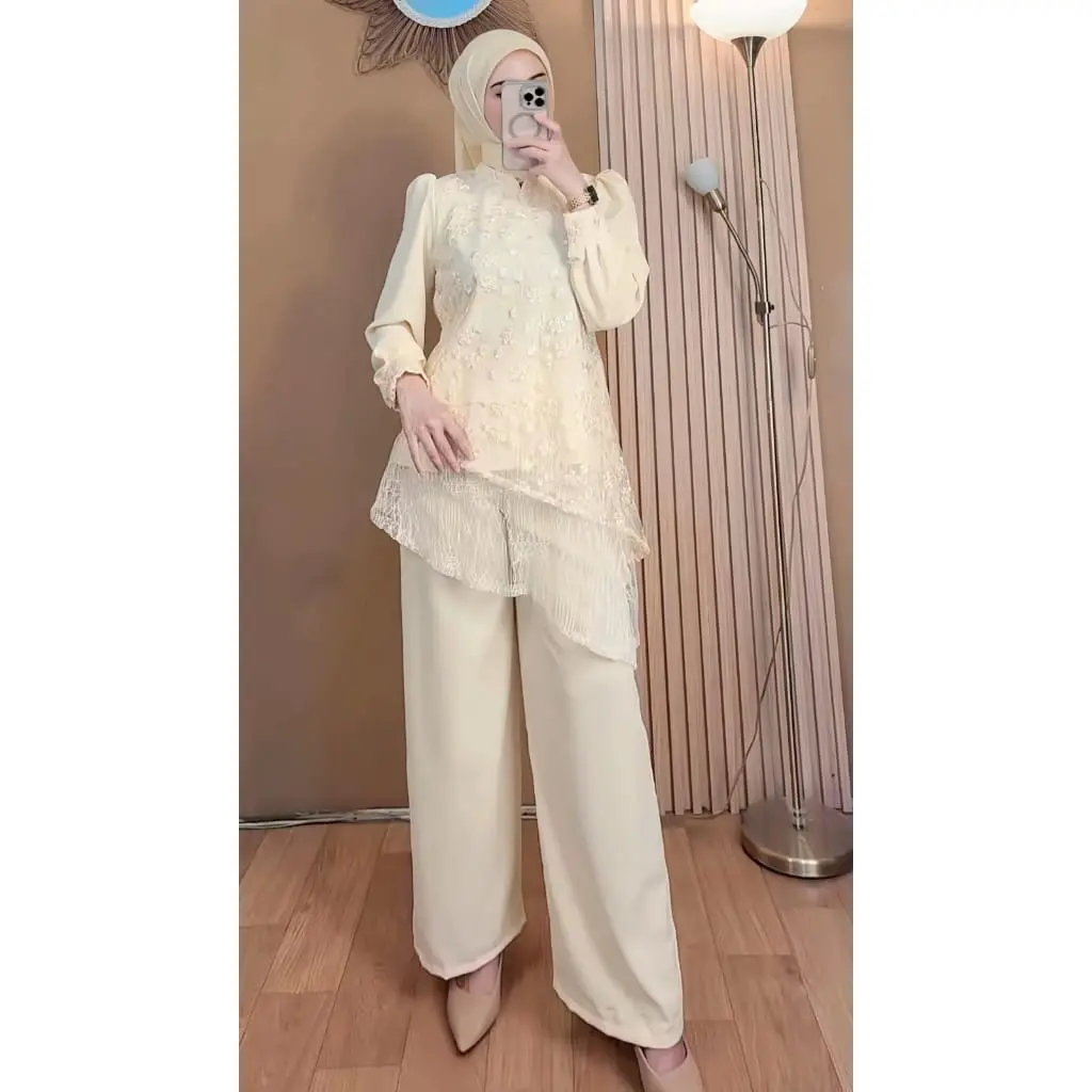 Fatimah One Set Burkat Mix Cantili Mewah Elegan
