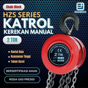 ELITEINDO  2 TON 3 Meter Katrol Takel Kerekan Manual Rantai Baja Chain Block Diameter Rantai 5mm Angkat Beban Sound System G2B2
