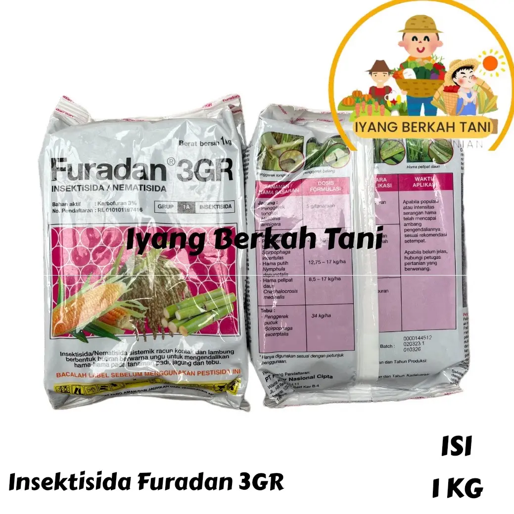￼Furadan 3GR 1kg Insektisida Nematisida 1 kg Puradan Hama Kemasan Asli Tanaman