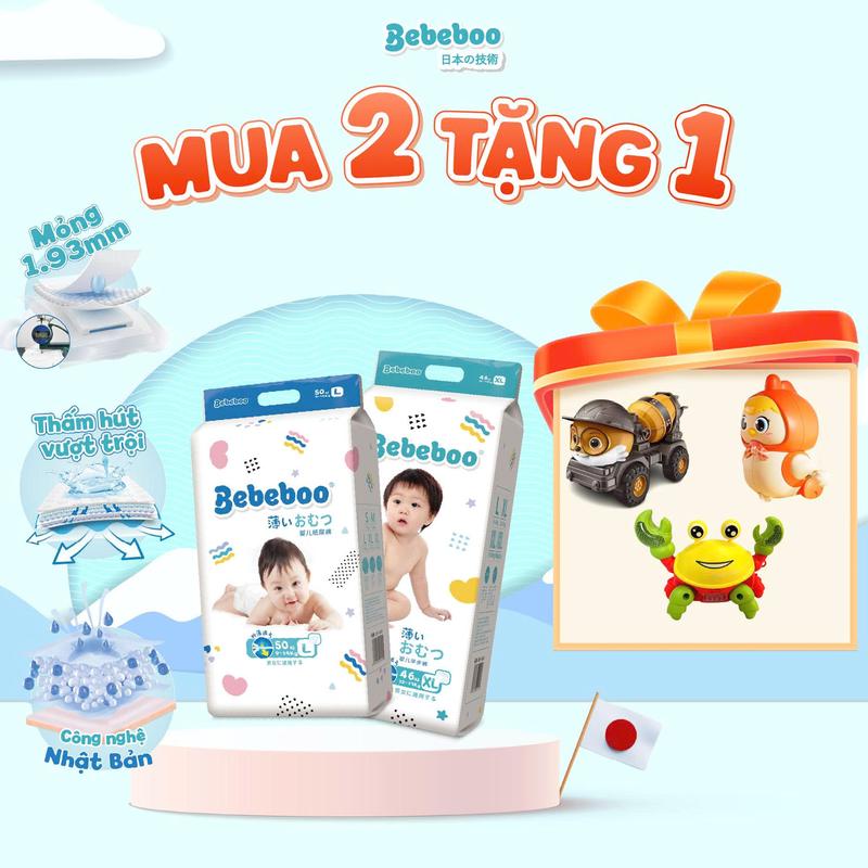   S2   MUA 2 TẶNG 1  Combo 2 bịch Tã Bỉm Quần Dán Bebeboo Nhật Bản Cho Bé 