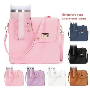 Bolsa Portátil para Almacenar Vasos de Agua con Correa Cruzada, 1 Unidad de Estuche Cruzado con Portabotellas de Agua Deportivo, Accesorios para Beber para Mujeres, Maletín de Cuero