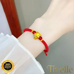 [COD] Tivelle Jewelry RED LUNAR Zodiac Bracelet | Gelang 12 Shio Cina Tali Merah & Emas Klasik Elegan untuk Keberuntungan & Hadiah Mewah