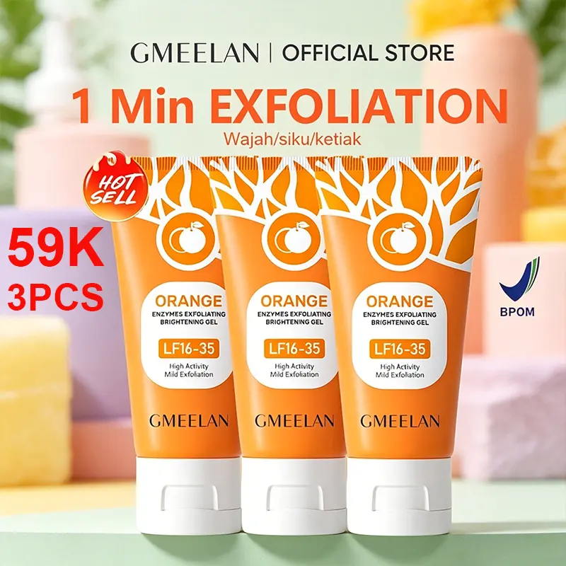 【3PCS】Orange Exfoliating Brightening Gel50g*3 Exfoliasi Wajah Gel peeling gel Eksfoliasi