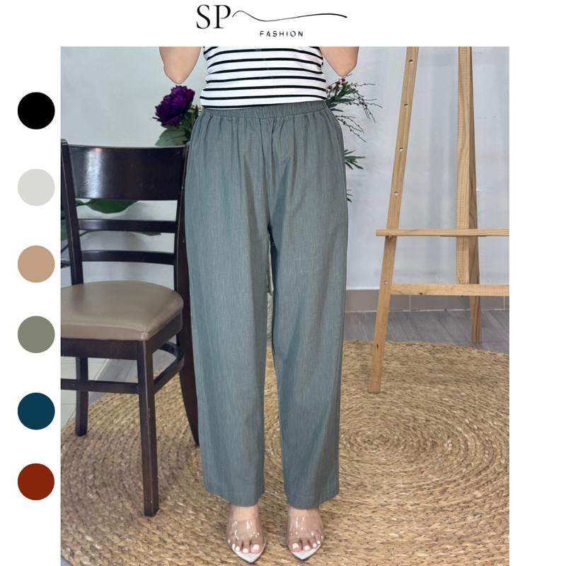  Free ship- Quần linen nữ QUẦN BAGGY lưng thun chất linen đã wax mềm mịn- hình thật rất đẹp. 