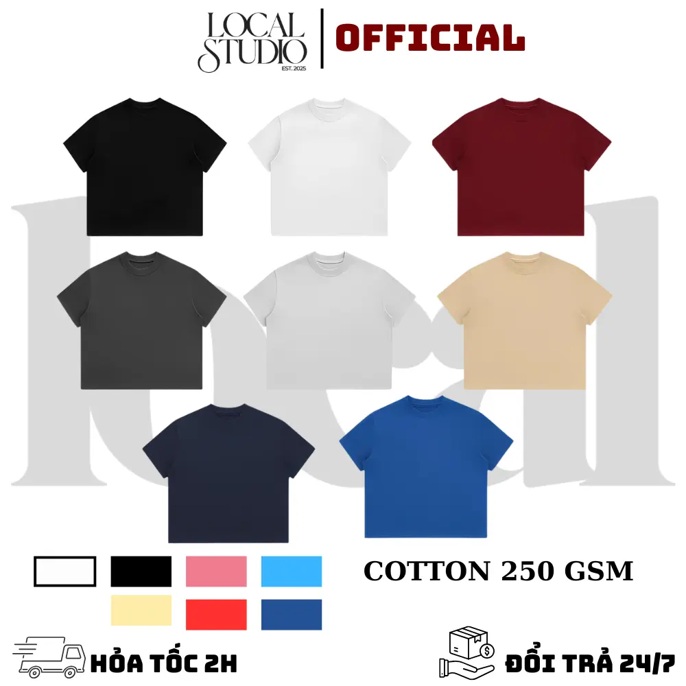 Áo Thun Trơn FORM BOXY HILING T-Shirt Boxy Chất Cotton 230-250gsm Thoáng Mát Phong Cách Trẻ Trung Năng Động