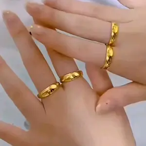 Cincin KOIN LOGAM Motif POLOS Tahan Karat Tidak Luntur Lapis Emas Perhiasan Unik Terbaru