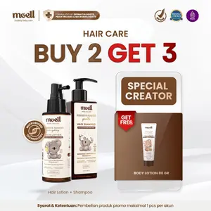 BELI 2 DAPAT 3 Moell Hair Care deals - Hair Lotion 100gr & Shampoo 185gr FREE Body Lotion 80gr- Menumbuhkan & Melebatkan Rambut Bayi & Anak - Panax Ginseng,Kemiri, Biotin - Skincare Bayi Formulasi Dokter- Perawatan Rambut Bayi dan Anak