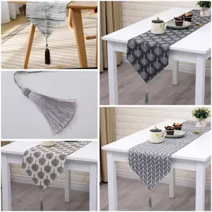 Taplak Meja Alas Meja Bahan Kanvas Linen Ukuran 120x32 cm Dan 180x32cm Motif Cantik Modern Elegan