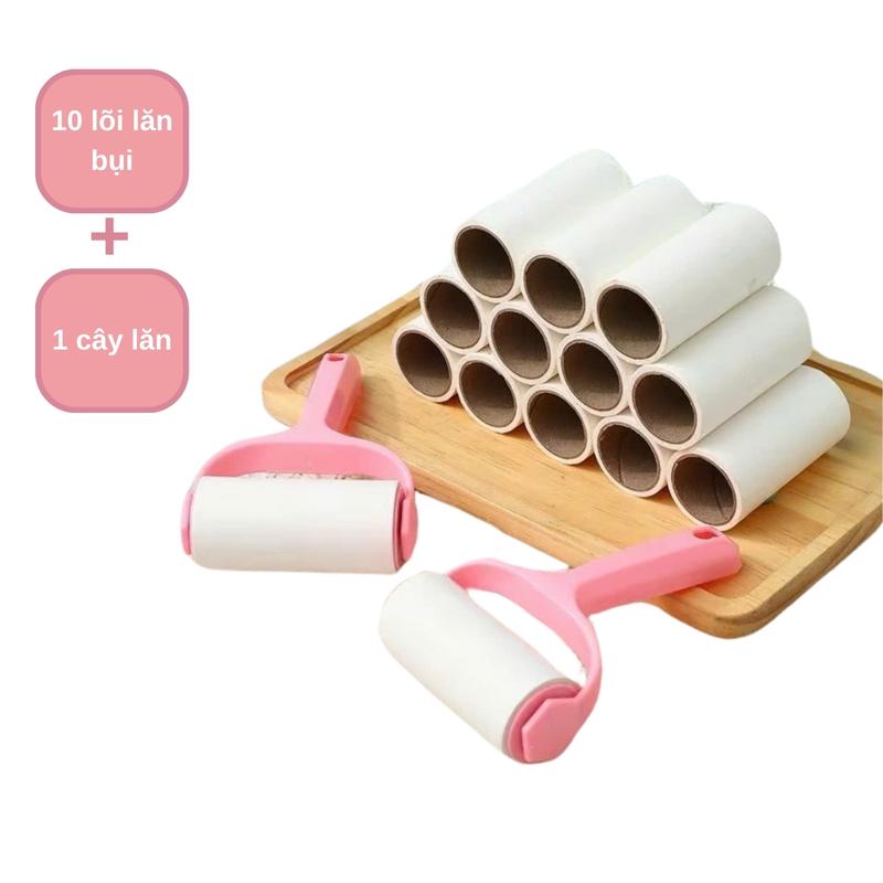 Combo 10 lõi lăn bụi TẶNG KÈM 1 CÂY LĂN, Cây lăn bụi làm sạch quần áo chăn ga gối đệm sofa, Thanh lăn lông Chó Mèo