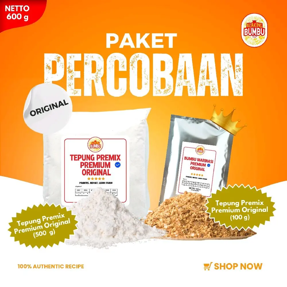 ALAKING BUMBU PAKET PERCOBAAN TEPUNG PREMIX ORIGINAL DAN BUMBU MARINASI ORIGINAL