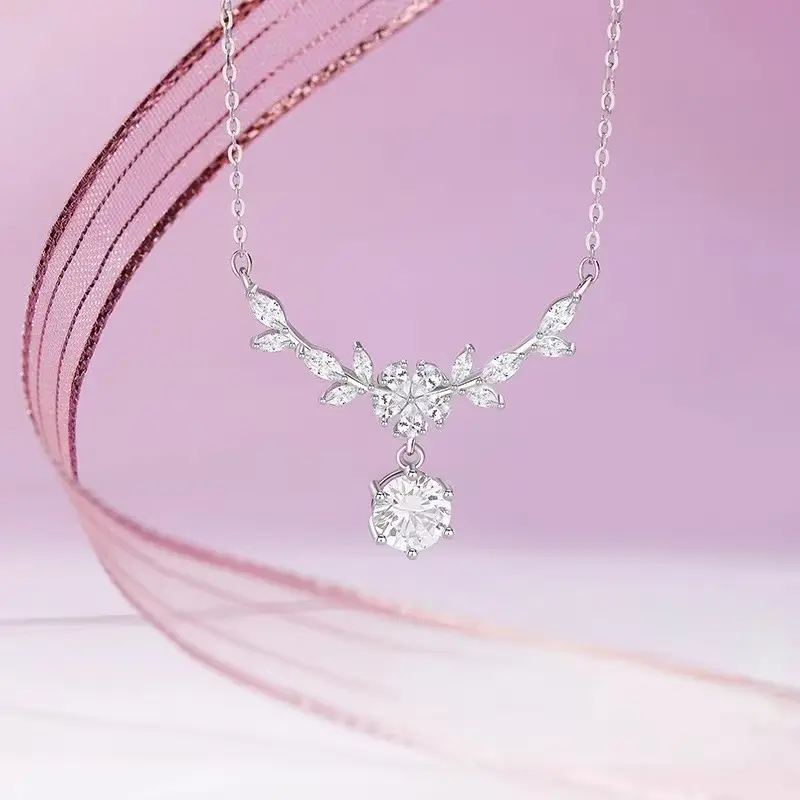 [925 Silver] Necklace Summer Sweat & Tarnish Resistant Wisteria pendant Hypoallergenic Dainty Necklace for Women Fashionable and versatile jewelry