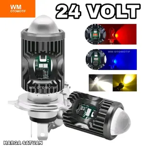 Lampu LED Utama 24 Volt H4 Depan Senja Biru Merah High Low Laser Gun 2 Warna Putih Kuning D3 Truk Bus Fuso Canter Tronton Ragasa Hino Ranger Traga Colt Container Wingbox Trailer Pick Up Mobil PnP Jauh Dekat Dim Kaki Tiga Truck Bis Universal Tembak Sorot