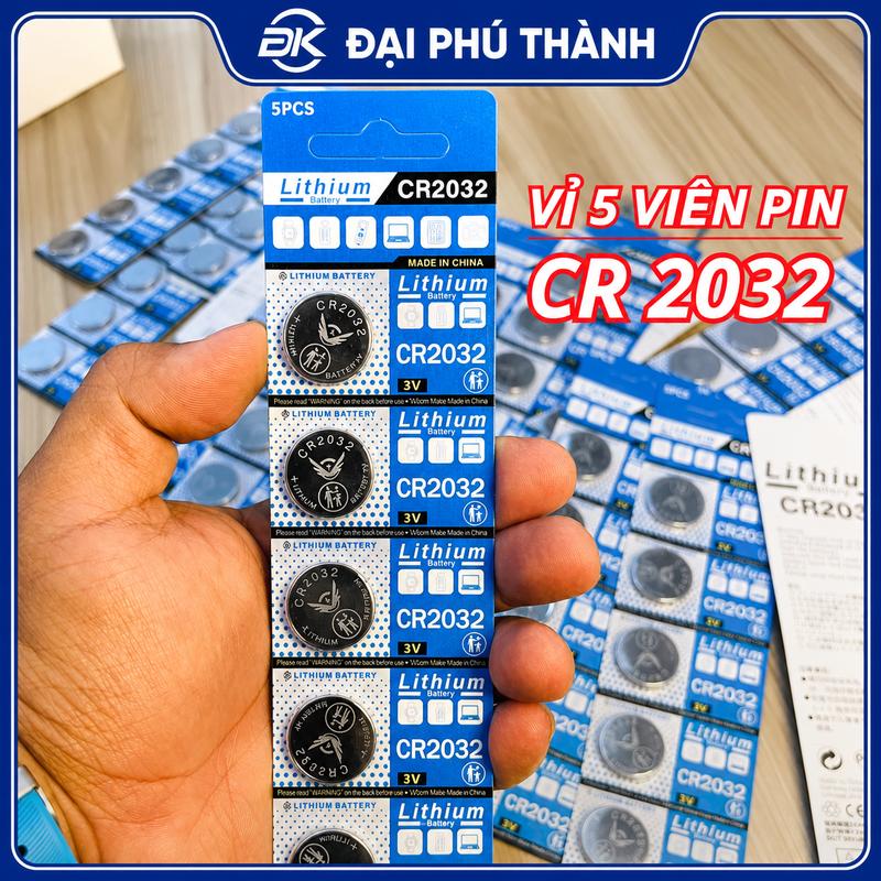 Vỉ 5 Viên Pin Cúc Áo CR2032 Lithium 3V, Pin CMOS Máy Tính Remote Smartkey Cân…