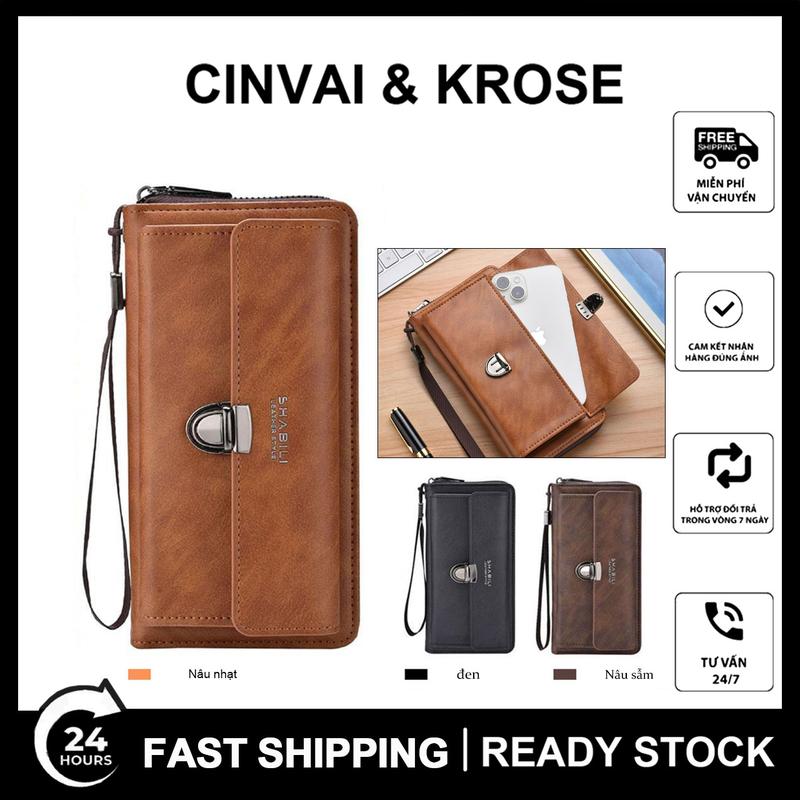 SHABILI  Ví, Ví nữ, Ví nam,Ví cầm tay, Ví dài, Túi đựng điện thoại di động, Sức Chứa Lớn, Nhiều Khe Cắm Thẻ, Túi có dây kéo, Túi đựng thẻ ID, Ví Đa Năng Làm Bằng Da PU, Tiện Lợi, Hình Chữ Nhật