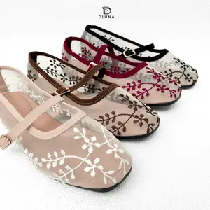 Dluna - [NEW] Naura Flatshoes Jaring Bordir Hak 1 cm