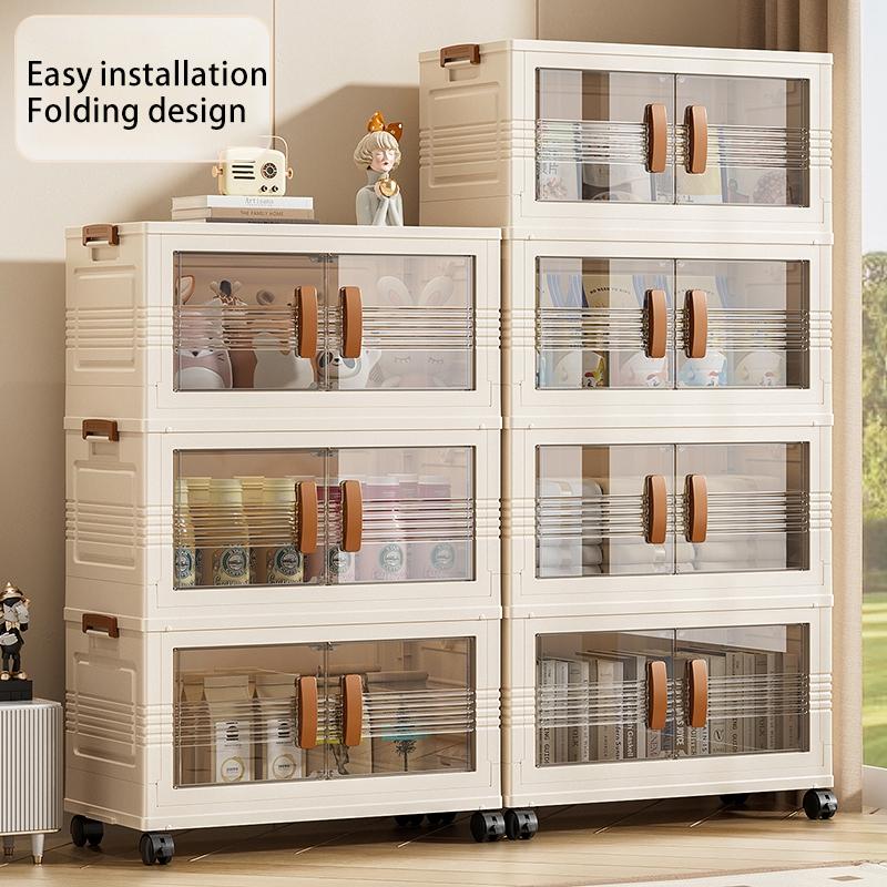 3-5 floors Folding Storage Box Cupboards Cabinets Transparent Double Door home storage 2