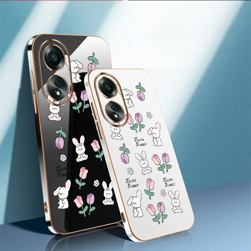 softcase soft case casing hp OPPO A58 4G,Bunga ungu kelinci tren Paket lengkap Sederhana Kartun cute coveringcasing cover Ponsel 3