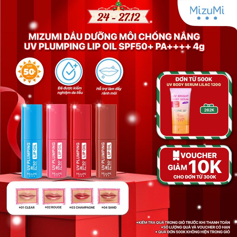 LIVE MizuMi Son dưỡng môi chống nắng UV Plumping Lip Oil SPF50+ PA++++ 4g